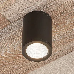 Lucande LED-downlight Embla i aluminium IP54, mørk grå Discount