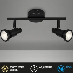 Briloner LED-downlight Flamo IP44 2 lystk. justerbar svart| Spotter I Tak
