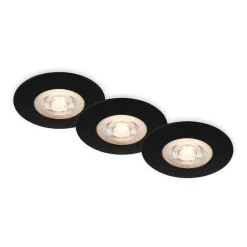 Briloner LED-downlight Kulana svart, sett med 3, IP65 Outlet