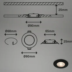 Briloner LED-downlight Kulana svart, sett med 3, IP65 Outlet