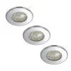 Briloner LED-downlight Nikas IP44, krom, 3er sett