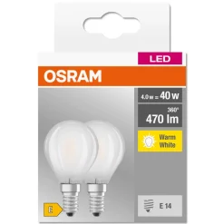 OSRAM LED-dråpepære E14 4 W 827 matt 2 stk Best