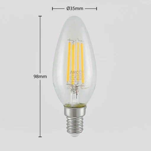 Arcchio LED-filamentpære E14 4W 827 3-trinns dimmer 2 stk| E14 Pærer|Dimbar Led-Pære