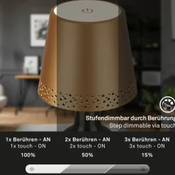 Briloner LED-flaskelampe batteri IP44 med dimmer, gull| Kommersiell Utebelysning|Led-Utendørs