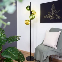 Eco-Light LED-gulvlampe Altaïr gull/grønn høyde 160 cm 4 lyskilder glass| Gulvlamper
