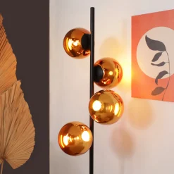 Eco-Light LED-gulvlampe Altaïr ravfarget høyde 160 cm 4 lyskilder glass Hot