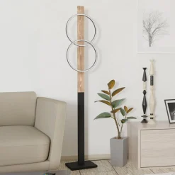 EGLO LED-gulvlampe Boyal, brun, høyde 150 cm, tre, 2 lyskilder.| Gulvlamper