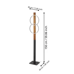 EGLO LED-gulvlampe Boyal, brun, høyde 150 cm, tre, 2 lyskilder.| Gulvlamper