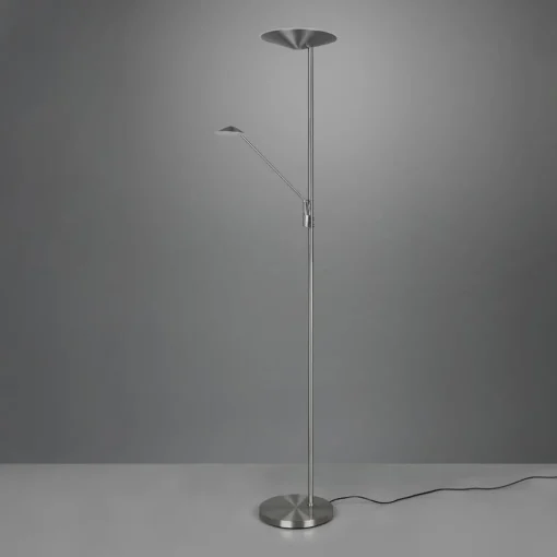 Trio Lighting LED-gulvlampe Brantford, leselampe matt nikkel| Gulvlamper
