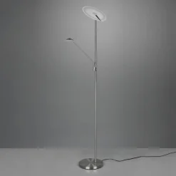 Trio Lighting LED-gulvlampe Brantford, leselampe matt nikkel| Gulvlamper