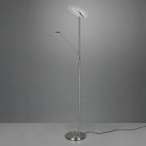Trio Lighting LED-gulvlampe Brantford, leselampe matt nikkel| Gulvlamper