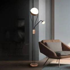 Trio Lighting LED-gulvlampe Chris,, kaffe, metall, leselampe, dimmer| Gulvlamper