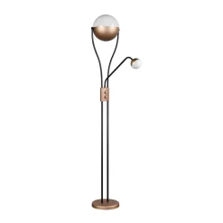 Trio Lighting LED-gulvlampe Chris,, kaffe, metall, leselampe, dimmer| Gulvlamper