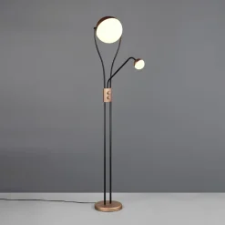 Trio Lighting LED-gulvlampe Chris,, kaffe, metall, leselampe, dimmer| Gulvlamper