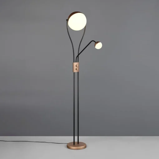 Trio Lighting LED-gulvlampe Chris,, kaffe, metall, leselampe, dimmer| Gulvlamper
