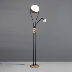 Trio Lighting LED-gulvlampe Chris,, kaffe, metall, leselampe, dimmer| Gulvlamper