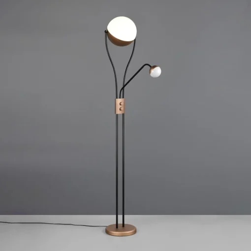Trio Lighting LED-gulvlampe Chris,, kaffe, metall, leselampe, dimmer| Gulvlamper