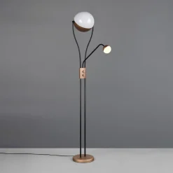 Trio Lighting LED-gulvlampe Chris,, kaffe, metall, leselampe, dimmer| Gulvlamper