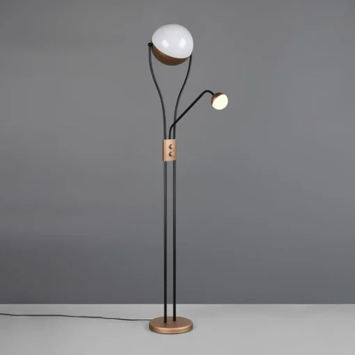 Trio Lighting LED-gulvlampe Chris,, kaffe, metall, leselampe, dimmer| Gulvlamper