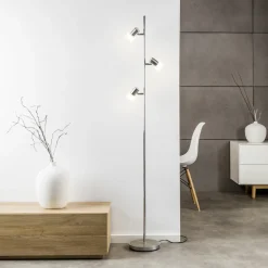 Brilliant LED-gulvlampe Lea, høyde 157,5 cm, krom, 3 lys, metall Sale