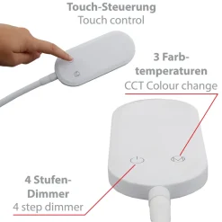 Briloner LED-gulvlampe Office Step, hvit, dimbar, CCT Best