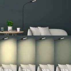 Briloner LED-gulvlampe Office Step, dimbar, svart Clearance