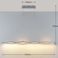 Lucande LED-hengelampe i bjelkeform Roan, bølgeformet Discount