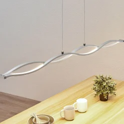 Lucande LED-hengelampe i bjelkeform Roan, bølgeformet Discount