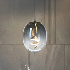 ONLI LED-hengelampe Lilly, glass, røykgrå, Ø 28 cm, 4000 K