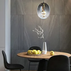 ONLI LED-hengelampe Lilly, glass, røykgrå, Ø 28 cm, 4000 K