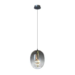ONLI LED-hengelampe Lilly, glass, røykgrå, Ø 28 cm, 4000 K