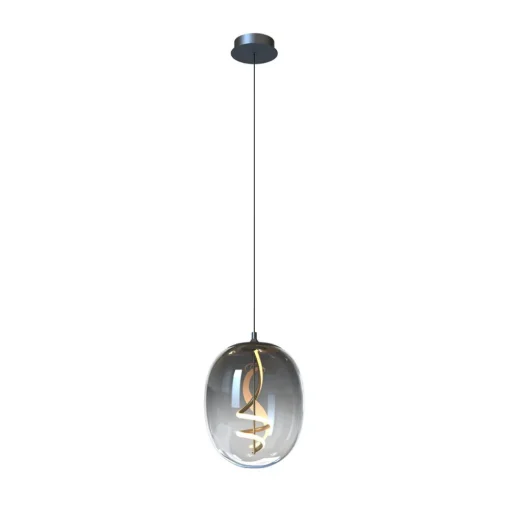 ONLI LED-hengelampe Lilly, glass, røykgrå, Ø 28 cm, 4000 K
