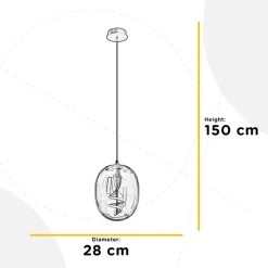 ONLI LED-hengelampe Lilly, glass, røykgrå, Ø 28 cm, 4000 K