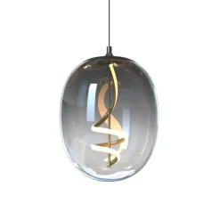 ONLI LED-hengelampe Lilly, glass, røykgrå, Ø 28 cm, 4000 K