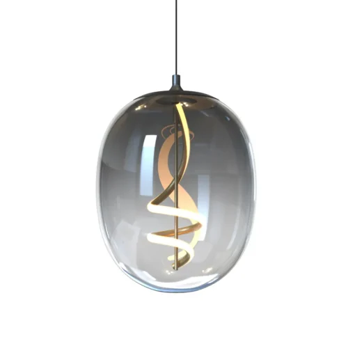 ONLI LED-hengelampe Lilly, glass, røykgrå, Ø 28 cm, 4000 K