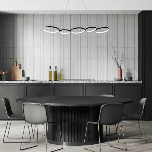 Milagro Lighting LED-hengelampe Olympia, metall, svart, 4.000 K New