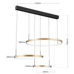 ORION LED-hengelampe Sphere, 3 lyskilder, svart/gull Best