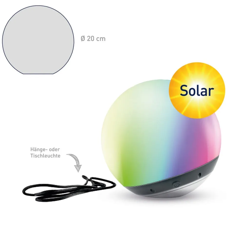 tint LED-kule farget Pendula Solar IP44, hvit, CCT, RGB| Smarthus Utebelysning|Solcellelamper