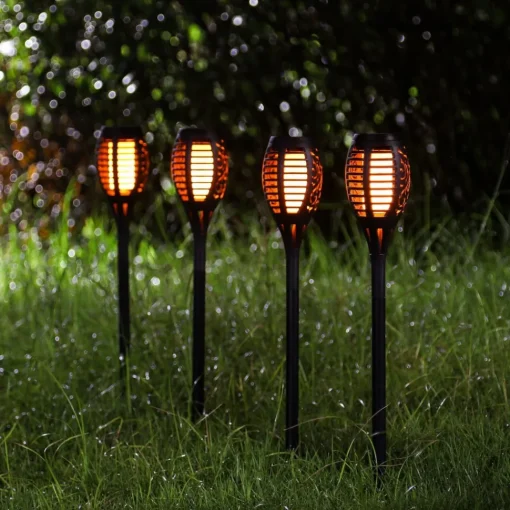 Globo LED-lampe med jordspyd 33536-3, fakkel, svart, sett med 3 stk| Dekorasjonsbelysning|Solcellelamper