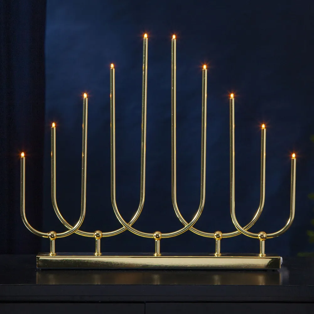 STAR TRADING LED-lysestake Novum, 10 lyskilder, messing New