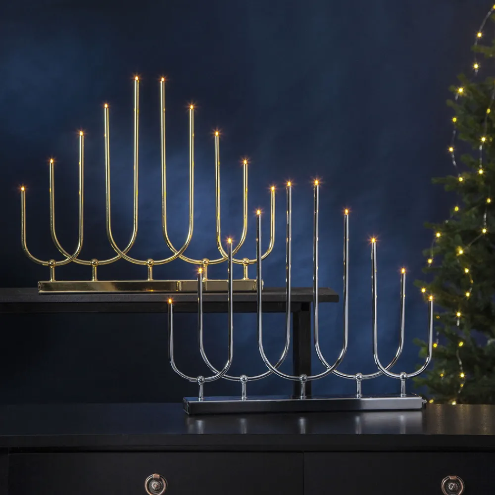 STAR TRADING LED-lysestake Novum, 10 lyskilder, messing New