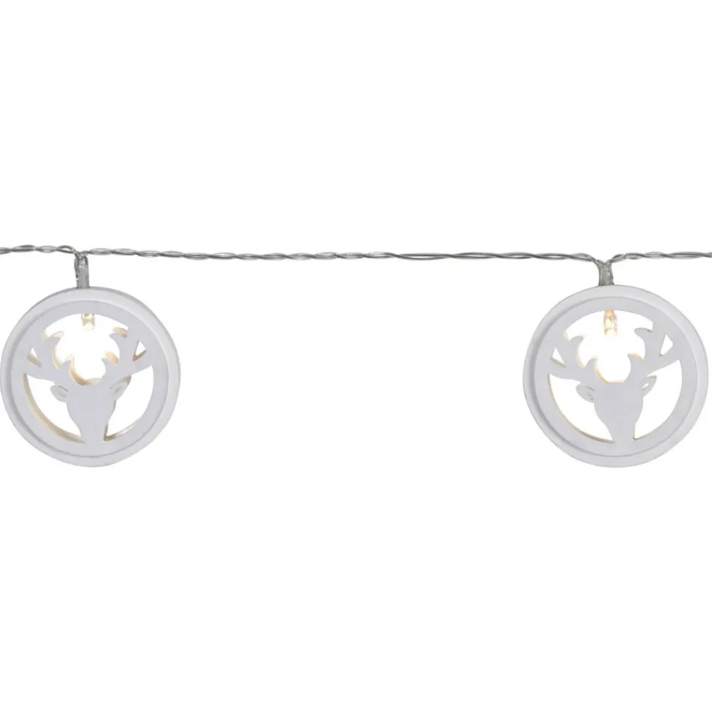 STAR TRADING LED-lyslenke Woodworks med 10 hjortehoder| Dekorasjonsbelysning