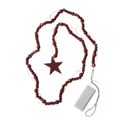 STAR TRADING LED-lyslenker Beady, rød, treperler, 150 cm, batteri| Dekorasjonsbelysning