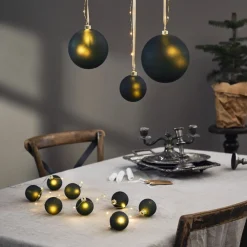 STAR TRADING LED-lyslenker Bliss, mørkegrønn, glass, 8 lyskilder, batteri