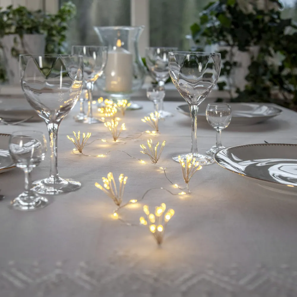 STAR TRADING LED-lyslenker Dew Drop Flower, sølv, 140 cm, batteri Online