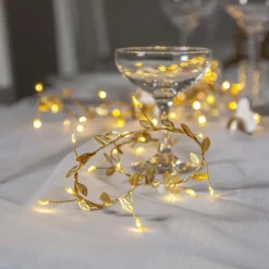 STAR TRADING LED-lyslenker Winny, gull, plast, 200 cm, batteri| Julebelysning|Dekorasjonsbelysning