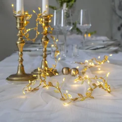 STAR TRADING LED-lyslenker Winny, gull, plast, 200 cm, batteri| Julebelysning|Dekorasjonsbelysning