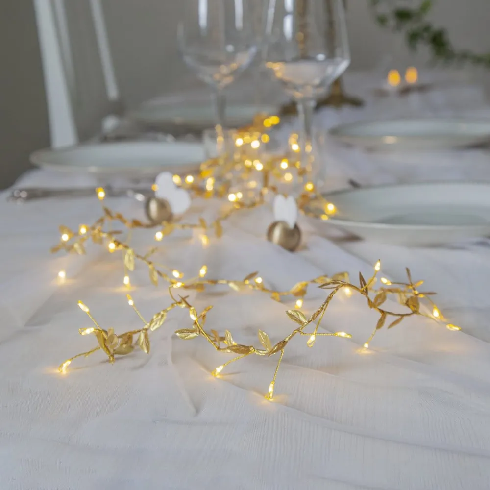 STAR TRADING LED-lyslenker Winny, gull, plast, 200 cm, batteri| Julebelysning|Dekorasjonsbelysning