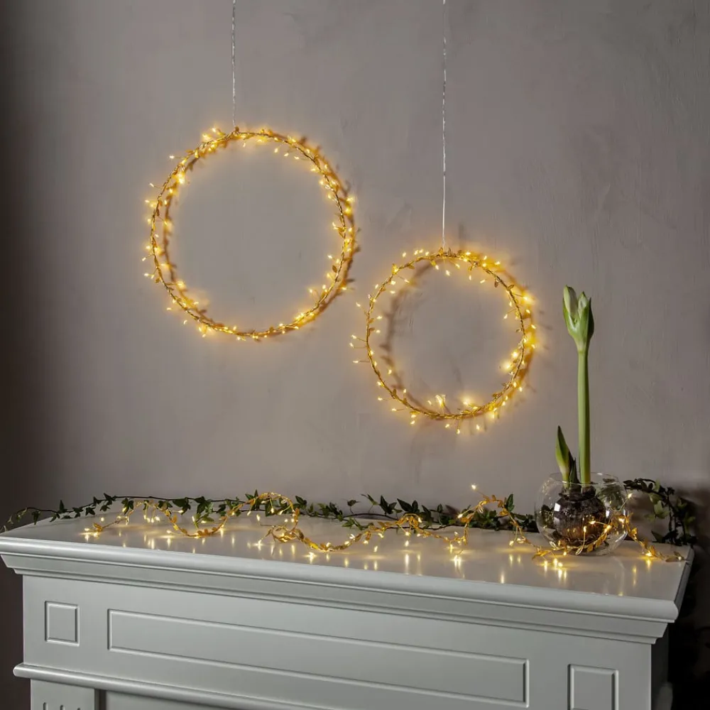 STAR TRADING LED-lyslenker Winny, gull, plast, 200 cm, batteri| Julebelysning|Dekorasjonsbelysning