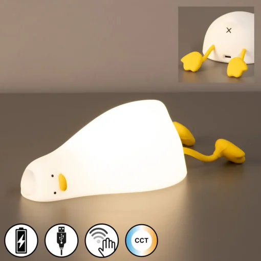 FH Lighting LED-nattbordslampe Ducky, and, hvit, timer, dimbar Discount